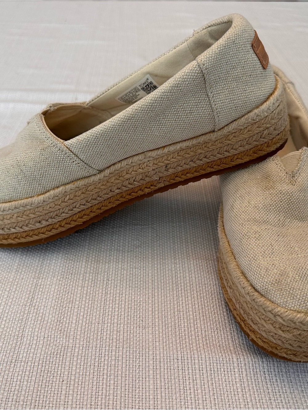 TOMS Canvas Espadrille Platform Slip-Ons in Natural
